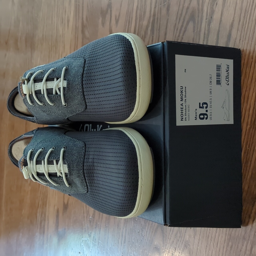 Brand new never worn OluKai Nohea Miku shoes, Men's size 9.5, dark grey